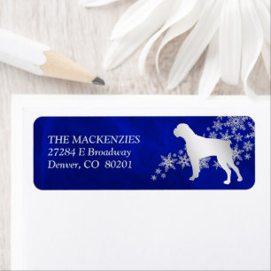 Etiqueta Blue Winter Boxer Dog Return Address