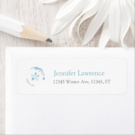Etiqueta Blue Winter Wonderland Snowflake Return Address