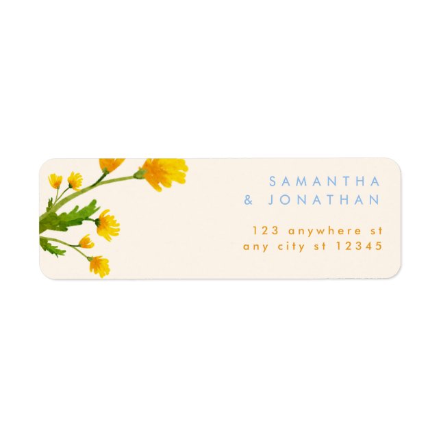 Etiqueta Blue & Yellow buttercup editable wedding Label (Frente)