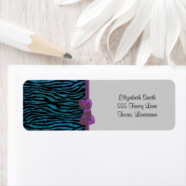 Etiqueta Blue Zebra, Glitter Zebra, Zebra Print, Stripes (In situ)