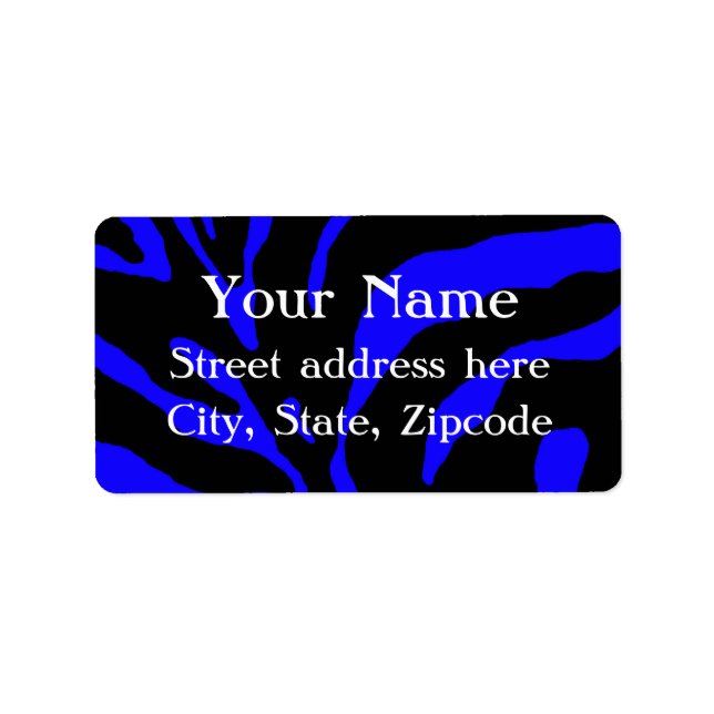 Etiqueta Blue Zebra Stripe Animal Print (Frente)