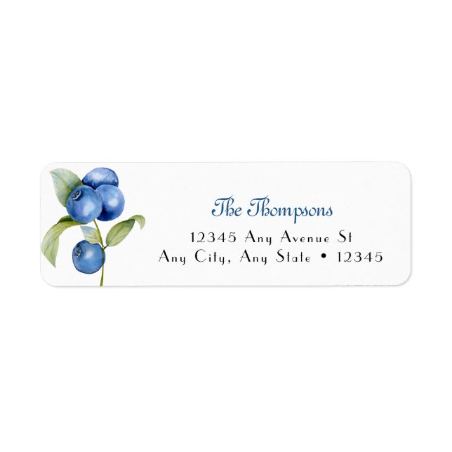 Etiqueta Blueberry | Dirección de devolución de Baby Shower (Frente)
