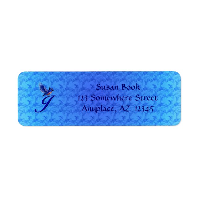 Etiqueta Bluebird Monogram First J Elegant Address (Frente)