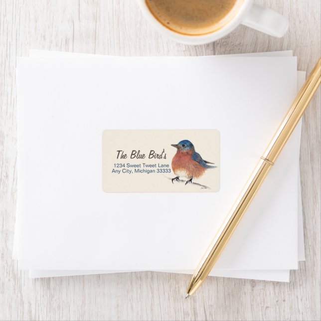 Etiqueta Bluebird Watercolor Art (In situ)