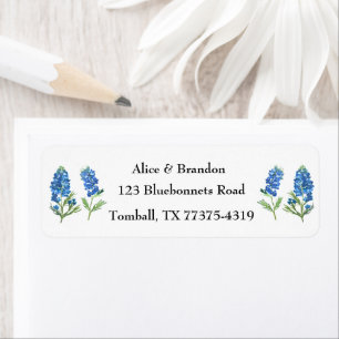 Etiqueta Bluebonnets Texas State Flowe Lupine Watercolor