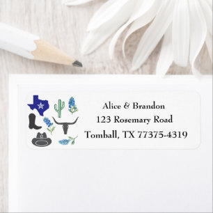 Etiqueta Bluebonnets Texas State Flowe Lupine Watercolor