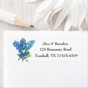 Etiqueta Bluebonnets Texas State Flowe Lupine Watercolor