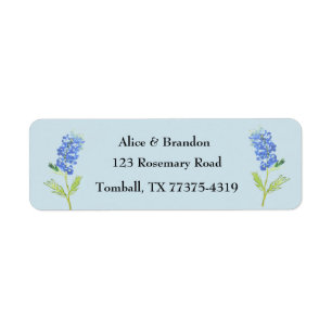 Etiqueta Bluebonnets Texas State Flowers Lupine Blue