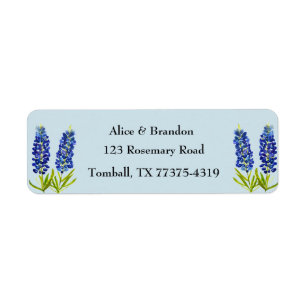 Etiqueta Bluebonnets Texas State Flowers Lupine Blue