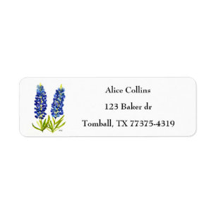 Etiqueta Bluebonnets Texas State Flowers Lupine Watercolor