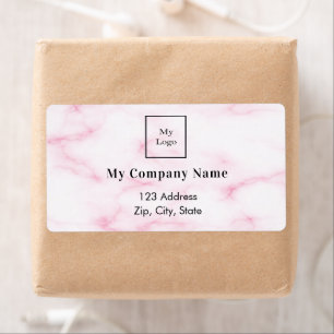 Etiqueta Blush pink marble business logo return address