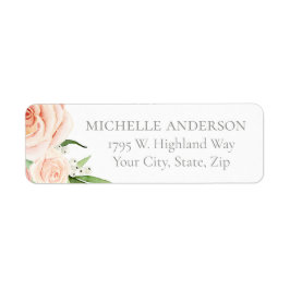 Etiqueta Blush Pink Rose Floral Garden Return Address Label
