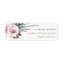 BLUSH PINK ROSE HOLLY BERRY NEW YEAR ADDRESS