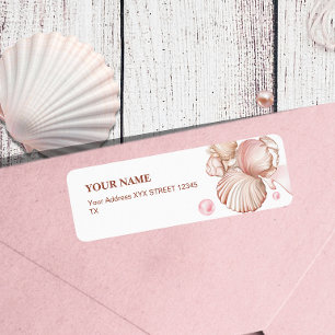 Etiqueta Blush rosa Chic Costero Caracol Marino