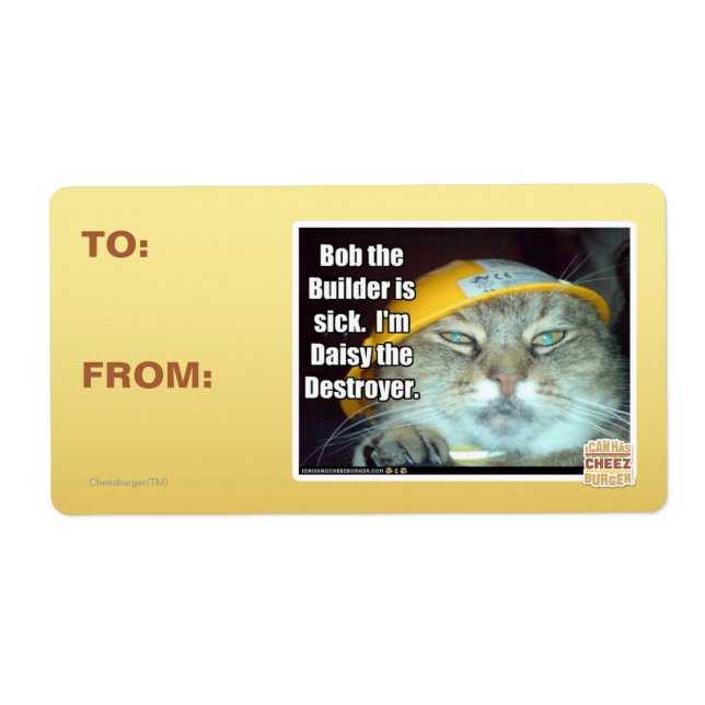 Etiqueta Bob el Constructor está enfermo (Frente)