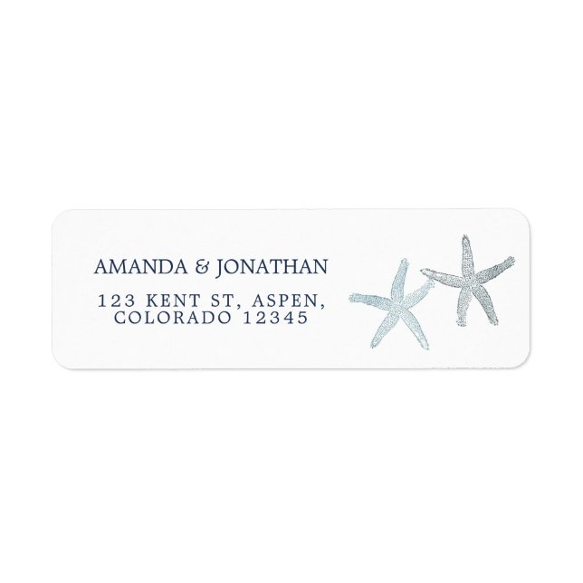 Etiqueta Boda acuática Starfish Beach (Frente)