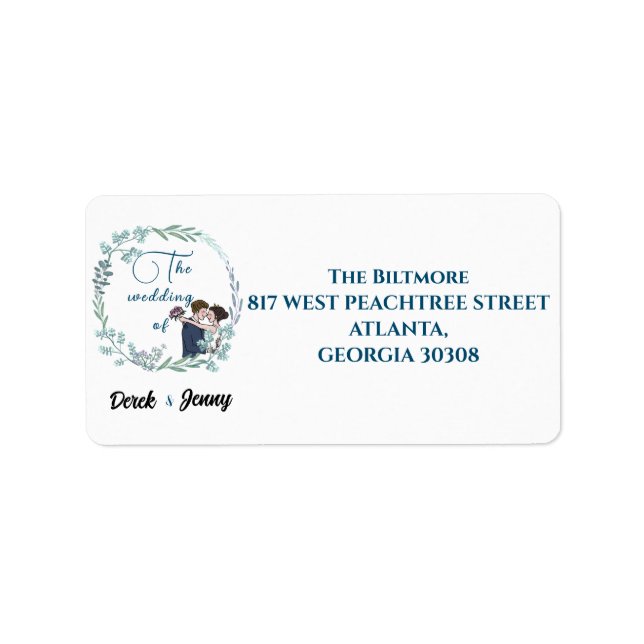 Etiqueta Boda amante azul (Frente)