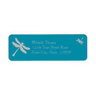 Etiqueta Boda Aqua Blue and Silver Dragonfly