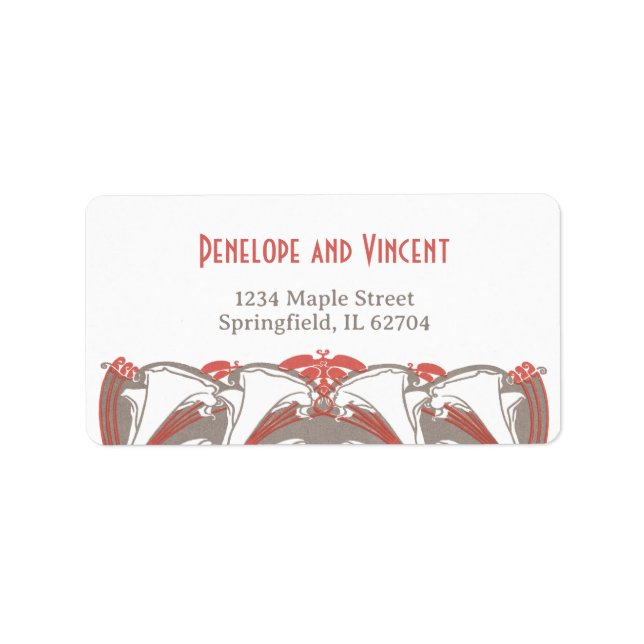 Etiqueta Boda Art Nouveau Calla Lily Elegance (Frente)