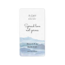 Etiqueta Boda azul difunde amor no gérmenes mano sanitizer