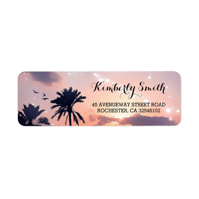 Etiqueta Boda Beach Sunset Palms (Frente)