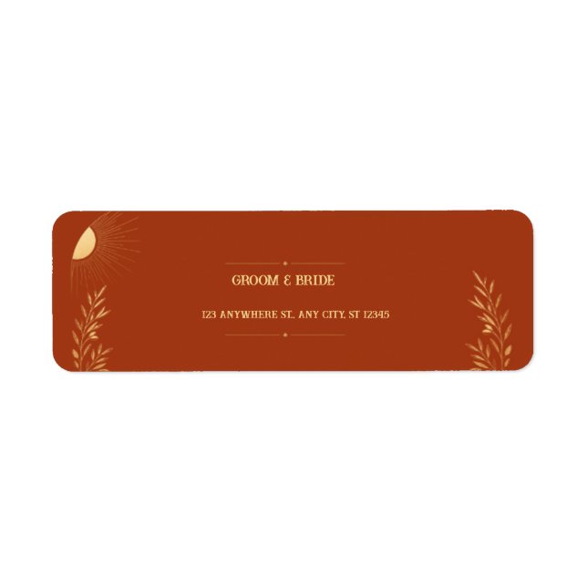 Etiqueta Boda Boho de Terracota  (Frente)