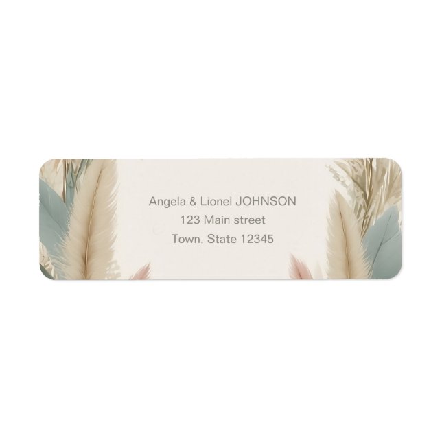 Etiqueta Boda Boho Pampas Grass Terracotta (Frente)