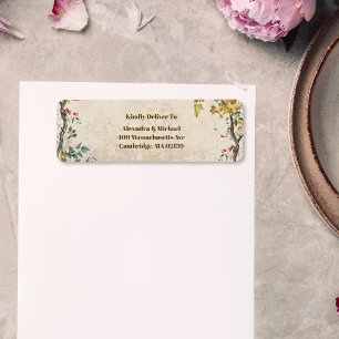 Etiqueta Boda Botánica de Flor Silvestre de Otoño Boho