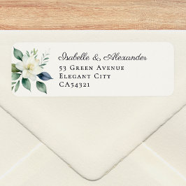 Etiqueta Boda Botánica Floral Elegante con Vegetación