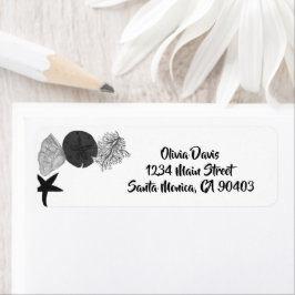 Etiqueta Boda casual de la concha negra-gris-blanca