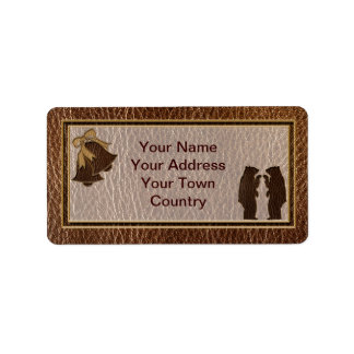 Etiqueta Boda con aspecto de cuero