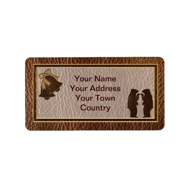 Etiqueta Boda con aspecto de cuero (Frente)