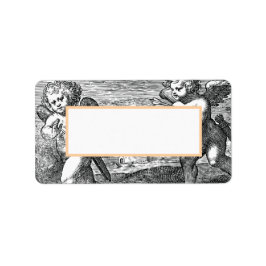 Etiqueta Boda Cupids Black and White Vintage