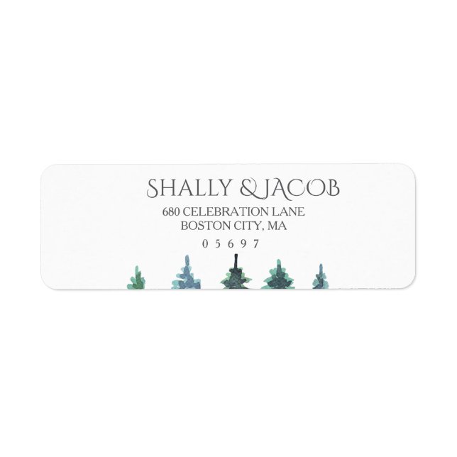 Etiqueta Boda de acuarela de invierno (Frente)