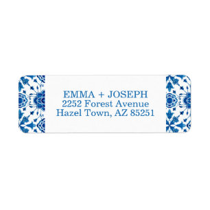 Etiqueta Boda de baldosas modernas de verano en el Mediterr