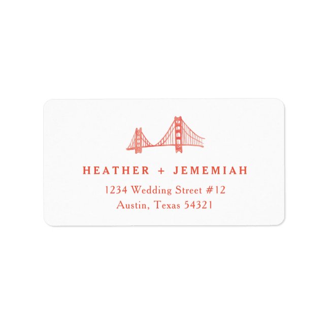 Etiqueta Boda de Bay Bridge (Frente)
