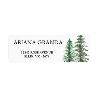 Etiqueta Boda de bosque de pino acuarela