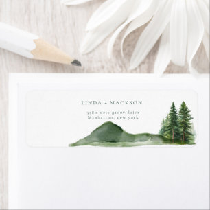 Etiqueta Boda de Bosques Rústicos de la Montaña Woodland