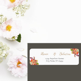 Etiqueta Boda de buquetas de color de agua de otoño