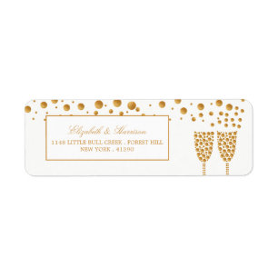 Etiqueta Boda de burbujas de champán de oro