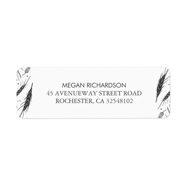 Etiqueta Boda de caída de trigo moderna (Frente)