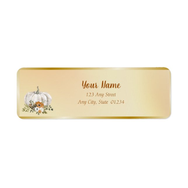 Etiqueta Boda de calabaza de roya blanca otoño (Frente)