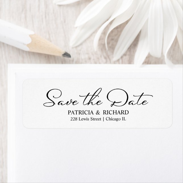 Etiqueta Boda De Caligrafía Guardar La Dirección De Devoluc (In situ)