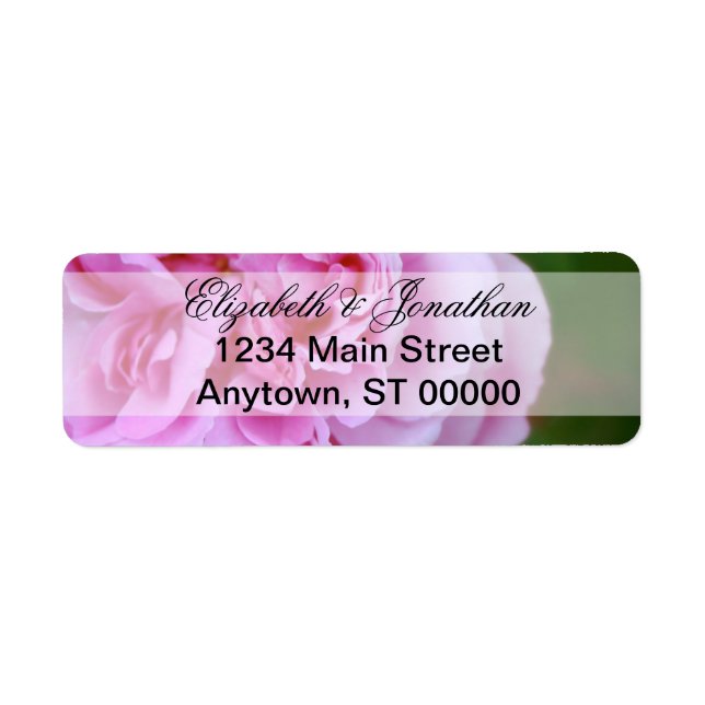 Etiqueta Boda de cinta y camellia rosa (Frente)