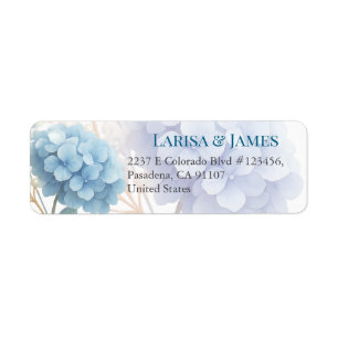 Etiqueta Boda de color azul de Pearl Hydrangea romántica