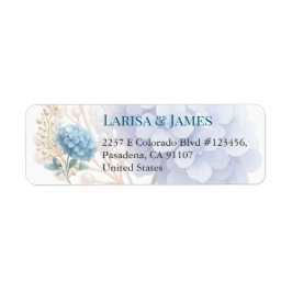 Etiqueta Boda de color azul de Pearl Hydrangea romántica