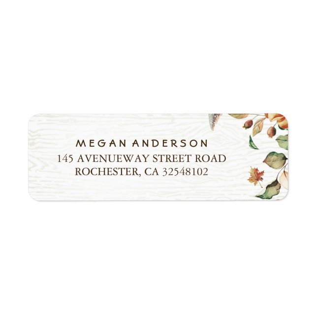 Etiqueta Boda de cosecha de hojas de otoño (Frente)