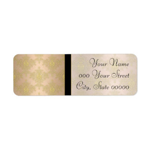 Etiqueta Boda de Damasco Rosa Peachy Gold