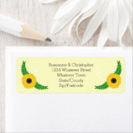 Etiqueta Boda de diseño de girasol amarillo