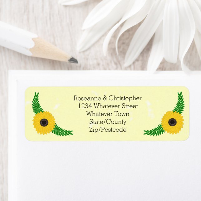 Etiqueta Boda de diseño de girasol amarillo (In situ)